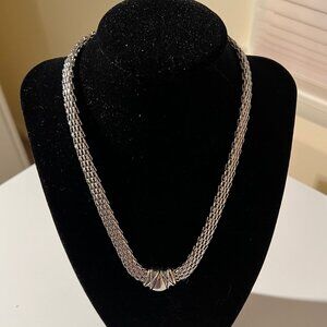 Silver wide mesh necklace, magnetic clasp